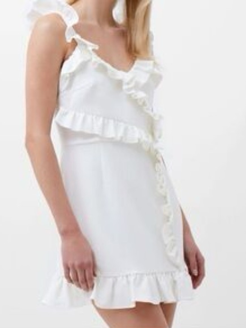 NWT French Connection White Ruffle Wrap Dress - Bridal Shower Dress